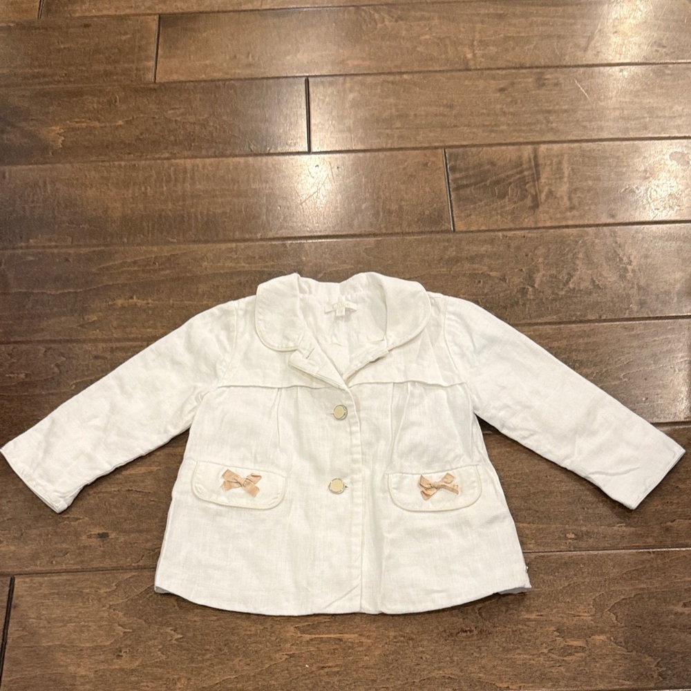 Chloe Kids Linen Blazer with Bow Pockets Details